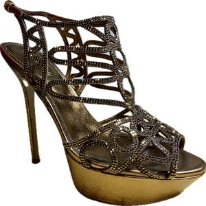 Sergio Rossi Gold Cutout Heels